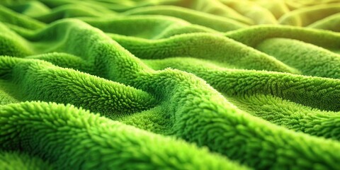 Vibrant green carpet background with subtle texture, soft focus, and gentle fold lines, creating a serene and calming atmosphere for product or design placement.