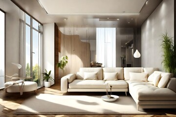 modern interior room with nice furniture inside.