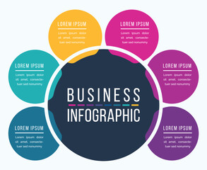 Circle Infographic design 6 steps, objects, options or elements business information template