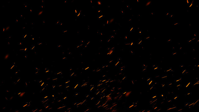 Glittering Fire Embers Particles on a Dark Background for Dramatic Effects.