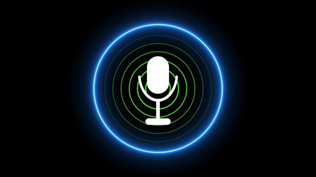 Microphone recording concept background 4k video. Sound recorder icon animation.