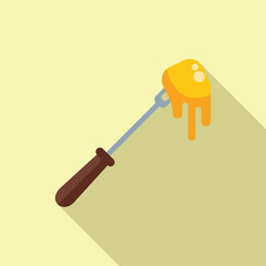 Long fork is holding melting cheese for a delicious fondue party