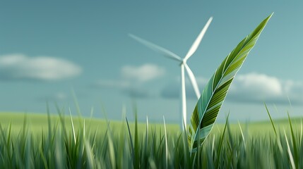 Obraz premium Conceptual artwork of carbon offset projects, such as forest conservation and renewable energy initiatives, supporting emissions reduction goals. Illustration, Image, , Minimalism,