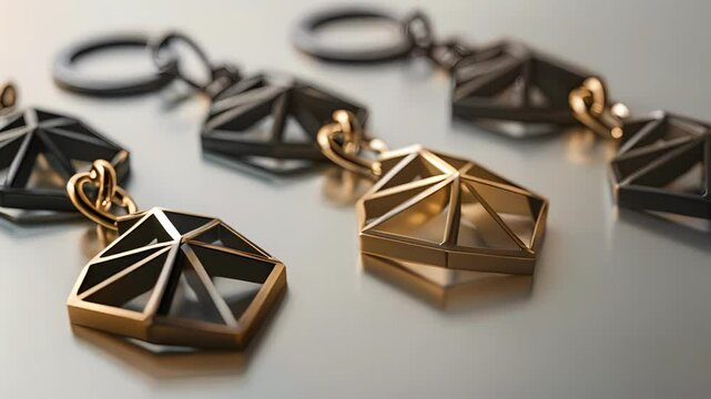 Elegant keychains with geometric flair perfect for accessorizing your keys.