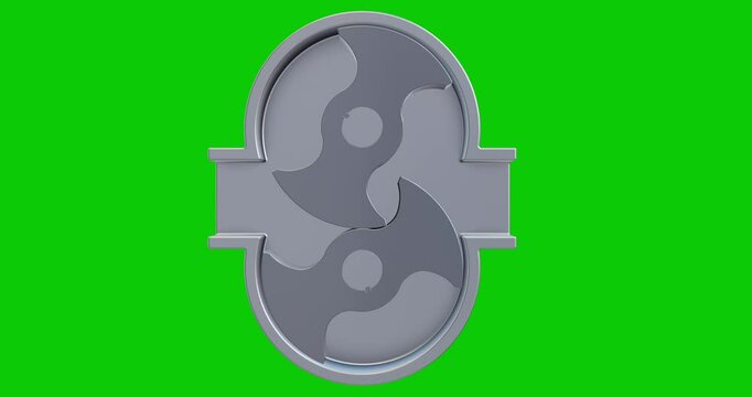 Two lobe pump animation; Positive displacement simulation; rotating lobes on a green screen