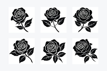 Beautiful rose with leaves icon, vector style, and illustrations with white background.