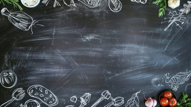 Chalkboard with white chalk traces for menu template