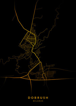 Dobrush City Map Poster Minimalist - Dobrush City Modern Wall Art Home Decor Ready to Printable
