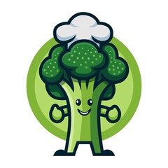 Broccoli Mascot Vector with Happy Smile Design