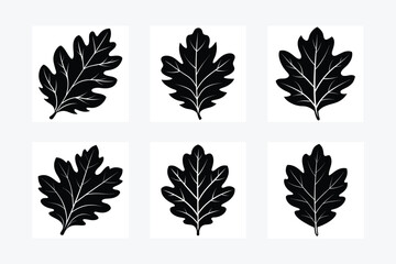 Set of  Leaf icon silhouette vector line art illustration