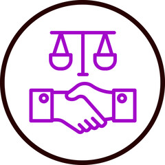 Shake Hand Vector Line Purple Circle Black