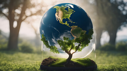 Save the world concept for environment and conservation.  AI generated image, ai