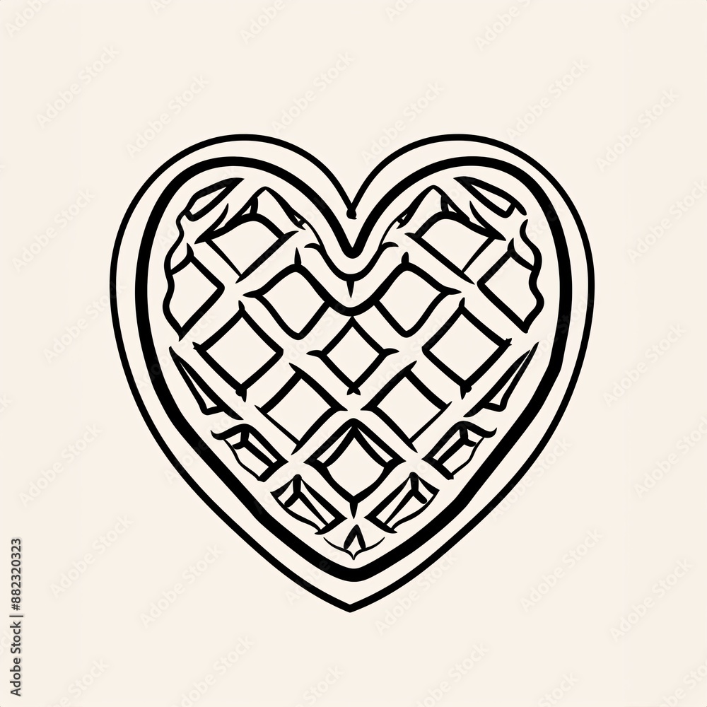 Fototapete heartshaped waffles - a heart shaped cookie with a lattice pattern