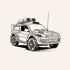 Fototapeta premium Rally Car - A Car With A Roof Rack