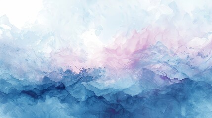 Abstract Watercolor Mountain Landscape - A beautiful abstract watercolor painting of mountains and a sky with pink and blue colors. - A beautiful abstract watercolor painting of mountains and a sky wi
