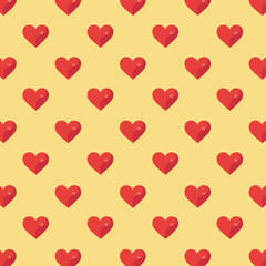 Yellow background with red hearts pattern