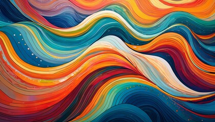 Obraz premium Generative AI abstract image of creative colorful wave with curvy line with texture 