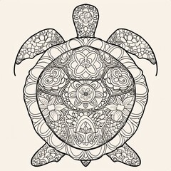 Giant Tortoise - A Black And White Drawing Of A Turtle
