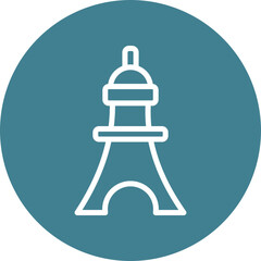 Eiffel Vector Line White Circles Multicolors