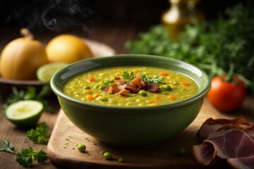 Split Pea Soup: A hearty soup made with yellow split peas, ham or bacon, and vegetables.

