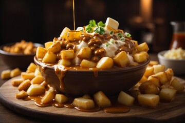 Poutine: A classic Canadian dish featuring crispy fries topped with cheese curds and smothered in hot gravy.

