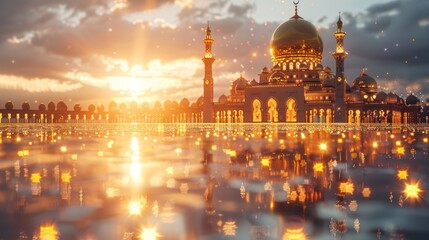 Fototapeta premium Golden Mosque Reflection