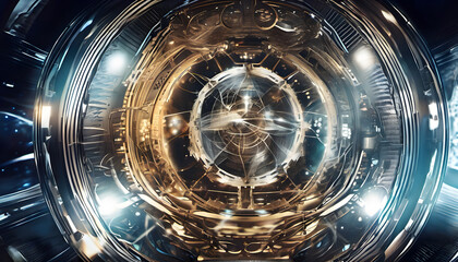 Futuristic Fusion Reactor with Intricate Metallic Design