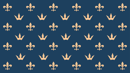 Blue royal background with crowns and Fleur de lyses. © Михаил Соколов