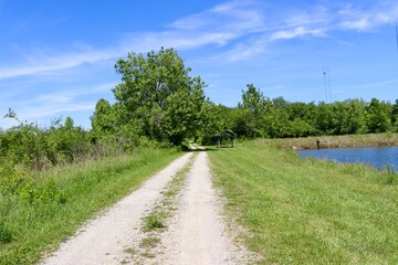 The empty country road on a sunny day.