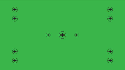 Green screen with VFX motion tracking markers. Chroma key color video footage with track point. HD...