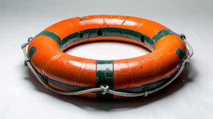 Orange Lifebuoy on White Background