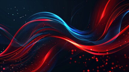 Abstract Red and Blue Wavy Lines with Glowing Effect