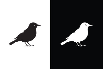 Bird icon silhouette. Vector elements for design. Bird icon, silhouette, logo on black background