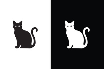 Cat silhouette vector. Black white cat. Collection of cat silhouette.