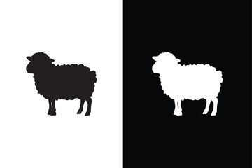 Sheep icon Sheep silhouette isolated on white black background.