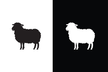 Sheep icon illustration. Sheep silhouette isolated on white black background.