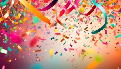 Obraz premium Confetti and streamers dynamically suspended in the air