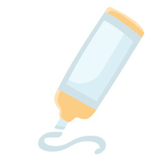 Blue water marker in flat cartoon style isolated on white background. Vector illustration with concept of school accessories, back to school