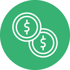 Coin Vector Line White Circles Multicolors