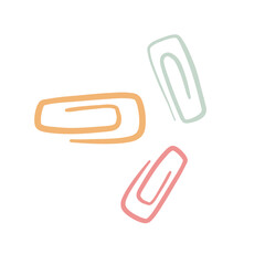 Vector cartoon image of paper clips, rivets and buttons for paper. Bright educational elements for your design. The concept of study and work