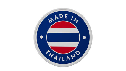 Fototapeta premium Made in Thailand. Circle country flag product label round pinback button banner simple. Transparent backgound. 3d rendered with alpha channel. Round shape.