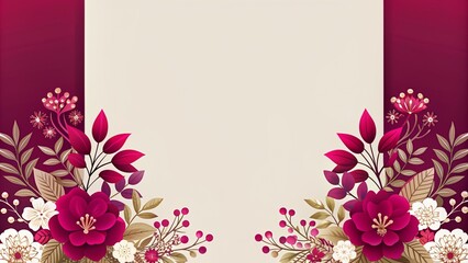 Fototapeta premium Luxury wedding frame floral flowers and leaves invitation card background