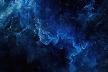 Fototapeta premium Captivating Image of Blue Smoke Swirling Against a Black Background Creating Dramatic Visual