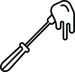 Honey dipper dripping with honey in a simple line art style