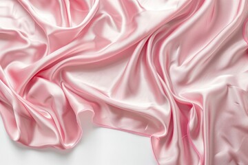 Obraz premium Sophisticated Visual: Elegant Pink Satin Cloth on Pristine White Background