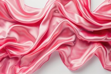 Obraz premium Sophisticated Visual: Elegant Pink Satin Cloth on Pristine White Background