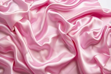 Fototapeta premium Smooth and Silky Pink Satin Fabric on White Backdrop