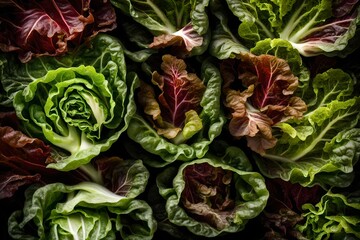 Fototapeta premium Lettuce is a cool-season crop that prefers temperatures between 45 and 75 degrees Fahrenheit (7 to 24 degrees Celsius), and it tends to bolt and turn bitter when exposed to prolonged hot weather, whic