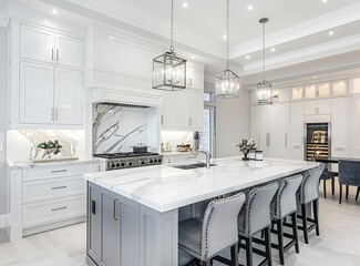 Modern luxury kitchen with large island