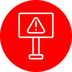 Danger Vector Line White Circle Red